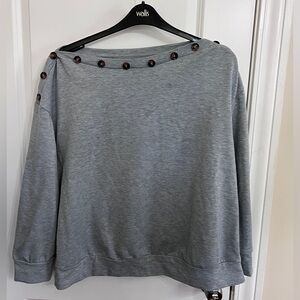 SHEIN Gray Off-the-Shoulder Sweater with Knit Design